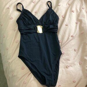 Bleu Rod Beattie Black One Piece with gold buckle detailing